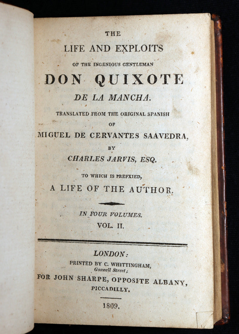 1809 Rare Book Set - Life and Exploits of Don Quixote de la Mancha, Illustrated