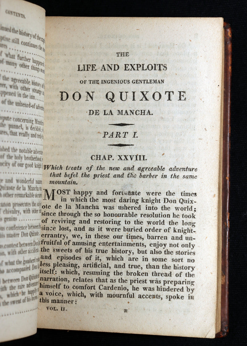 1809 Rare Book Set - Life and Exploits of Don Quixote de la Mancha, Illustrated