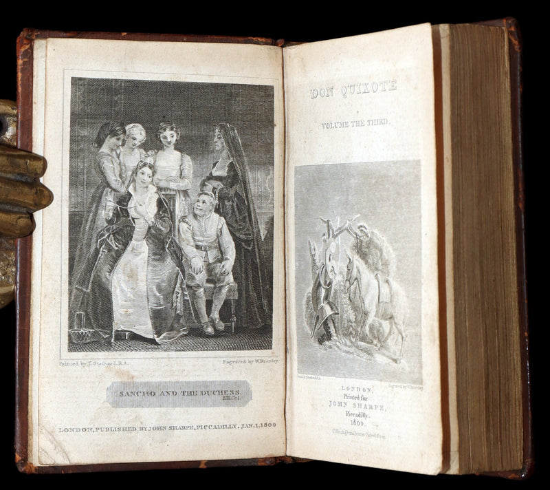 1809 Rare Book Set - Life and Exploits of Don Quixote de la Mancha, Illustrated