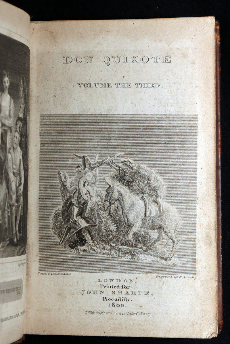 1809 Rare Book Set - Life and Exploits of Don Quixote de la Mancha, Illustrated