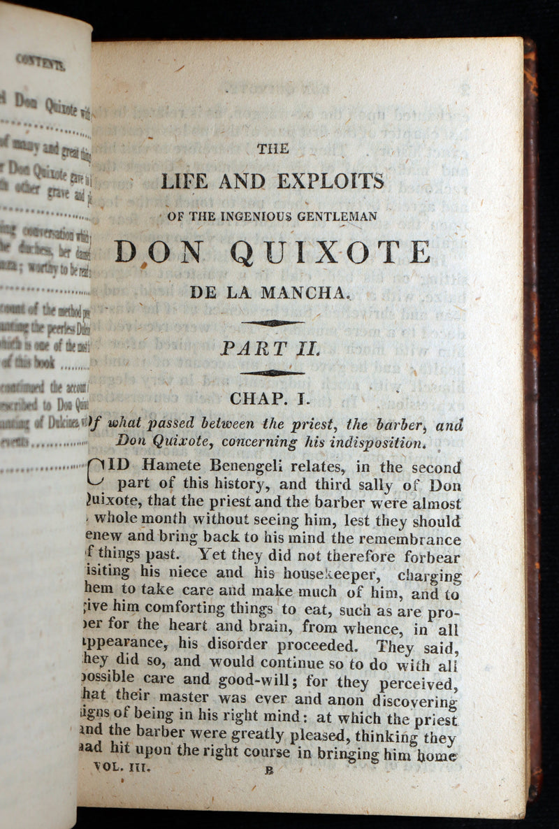 1809 Rare Book Set - Life and Exploits of Don Quixote de la Mancha, Illustrated
