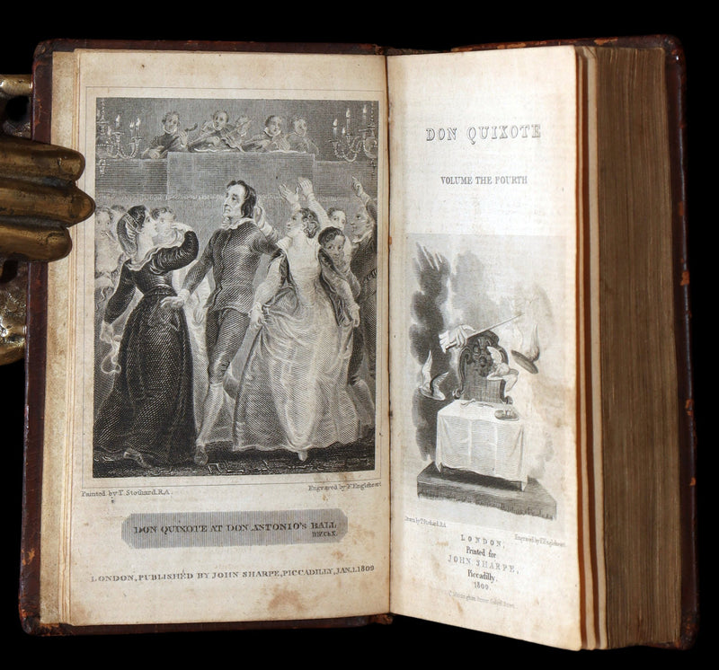 1809 Rare Book Set - Life and Exploits of Don Quixote de la Mancha, Illustrated