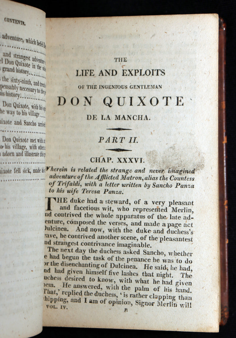 1809 Rare Book Set - Life and Exploits of Don Quixote de la Mancha, Illustrated