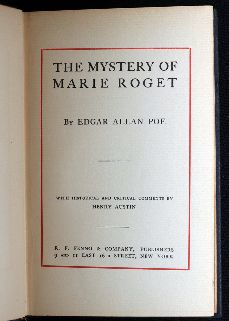 1899 Rare Book - The Mystery of Marie Roget by Edgar Allan Poe