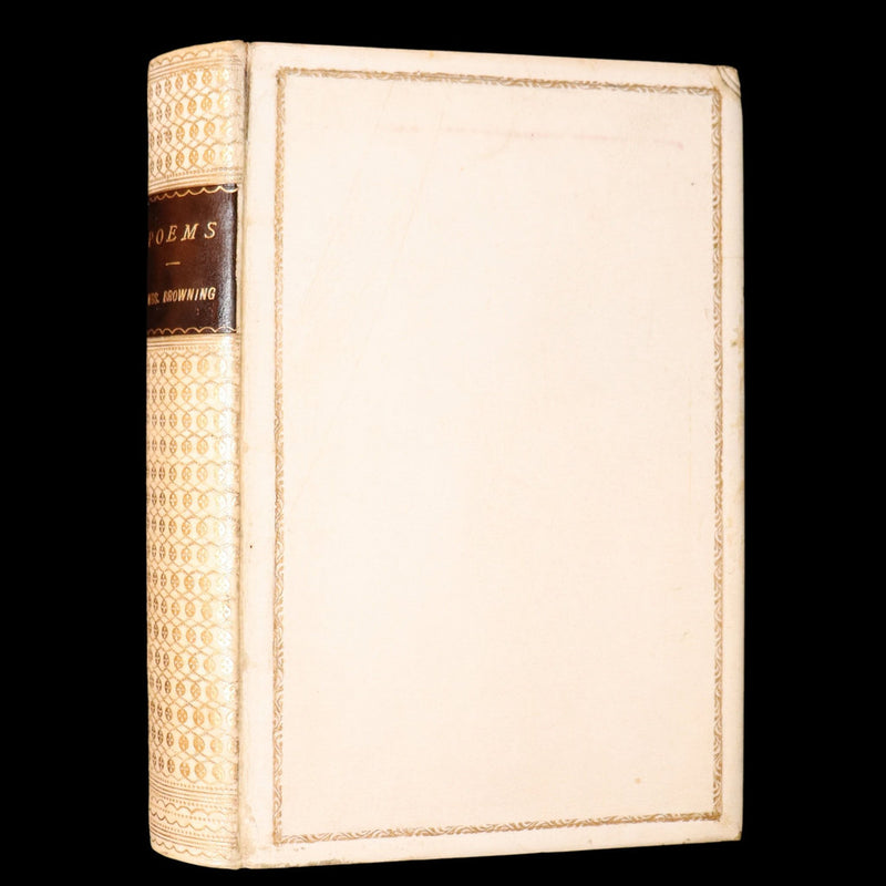 1887 Rare Book in vellum binding - Poems by Elizabeth Barrett Browning