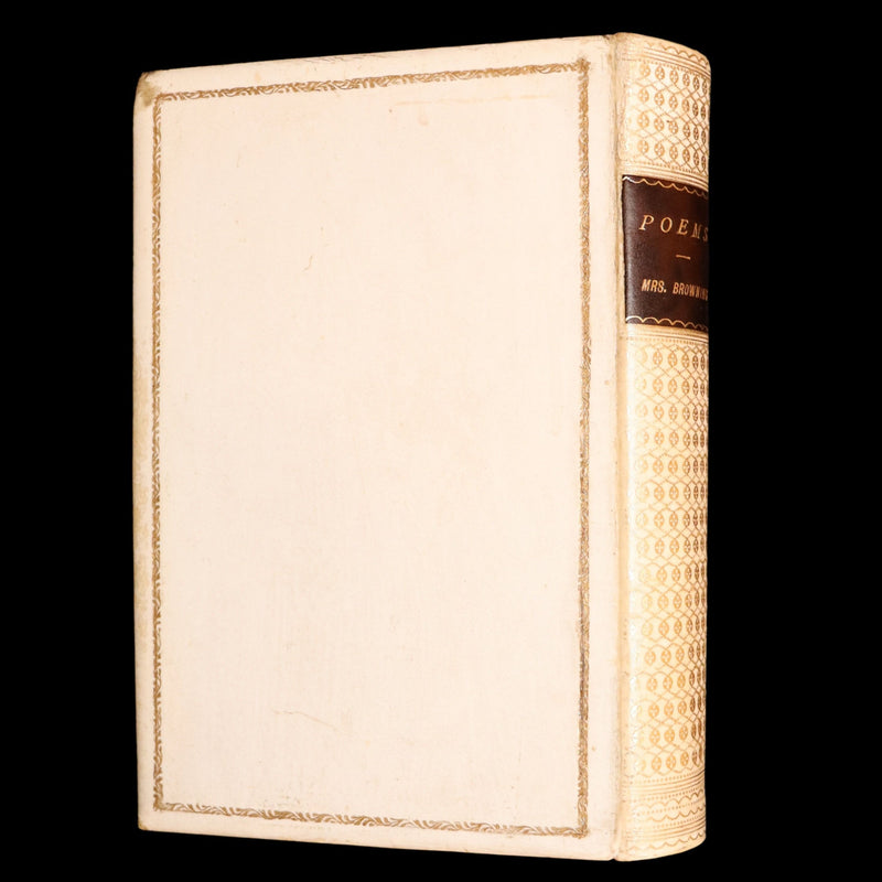 1887 Rare Book in vellum binding - Poems by Elizabeth Barrett Browning