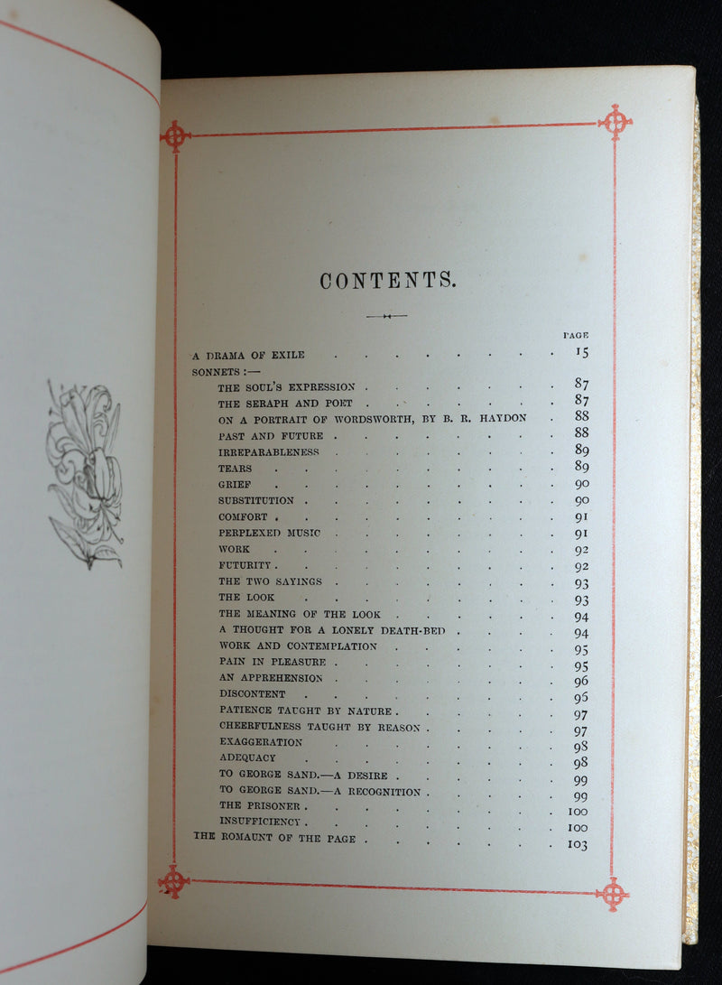 1887 Rare Book in vellum binding - Poems by Elizabeth Barrett Browning