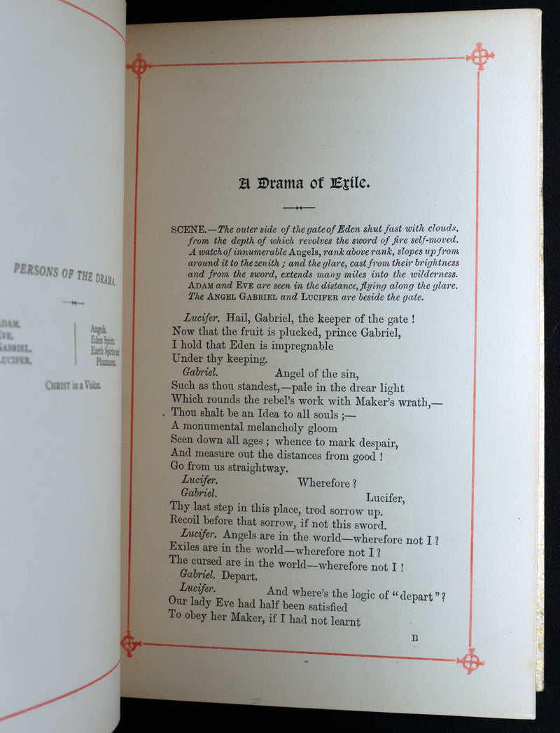 1887 Rare Book in vellum binding - Poems by Elizabeth Barrett Browning