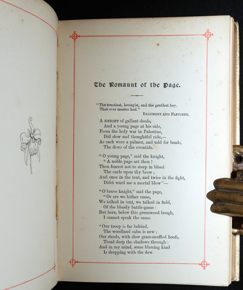 1887 Rare Book in vellum binding - Poems by Elizabeth Barrett Browning