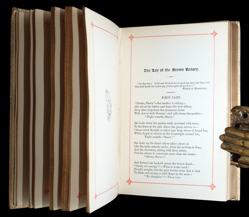 1887 Rare Book in vellum binding - Poems by Elizabeth Barrett Browning