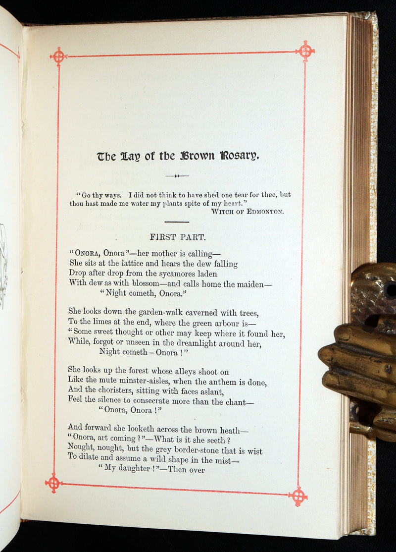 1887 Rare Book in vellum binding - Poems by Elizabeth Barrett Browning