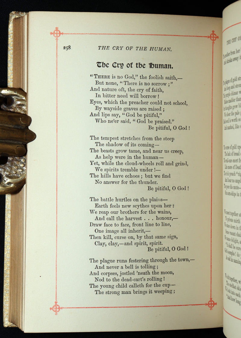 1887 Rare Book in vellum binding - Poems by Elizabeth Barrett Browning