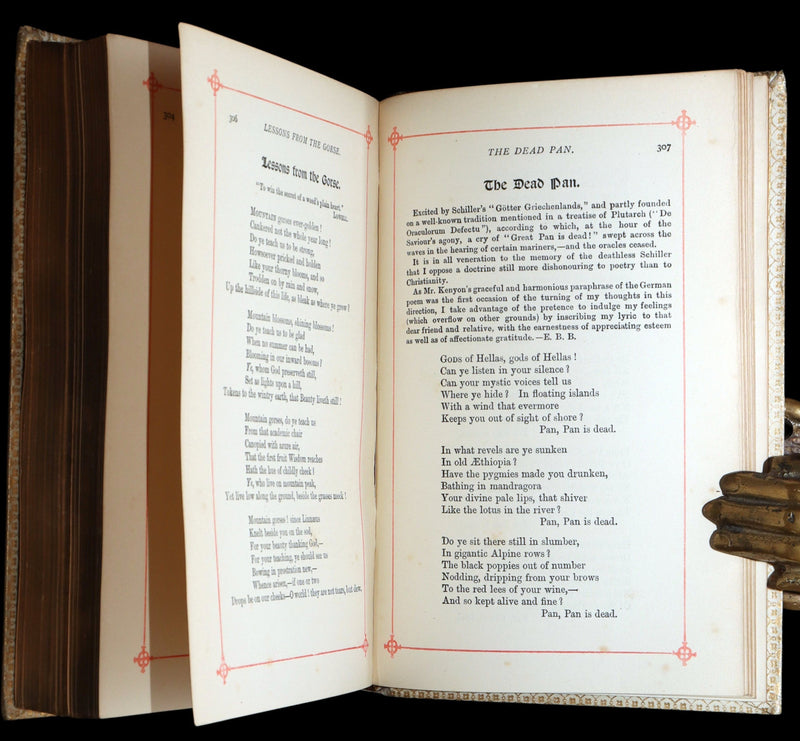 1887 Rare Book in vellum binding - Poems by Elizabeth Barrett Browning