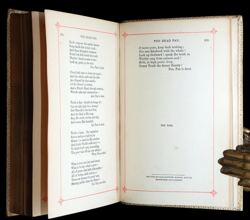 1887 Rare Book in vellum binding - Poems by Elizabeth Barrett Browning