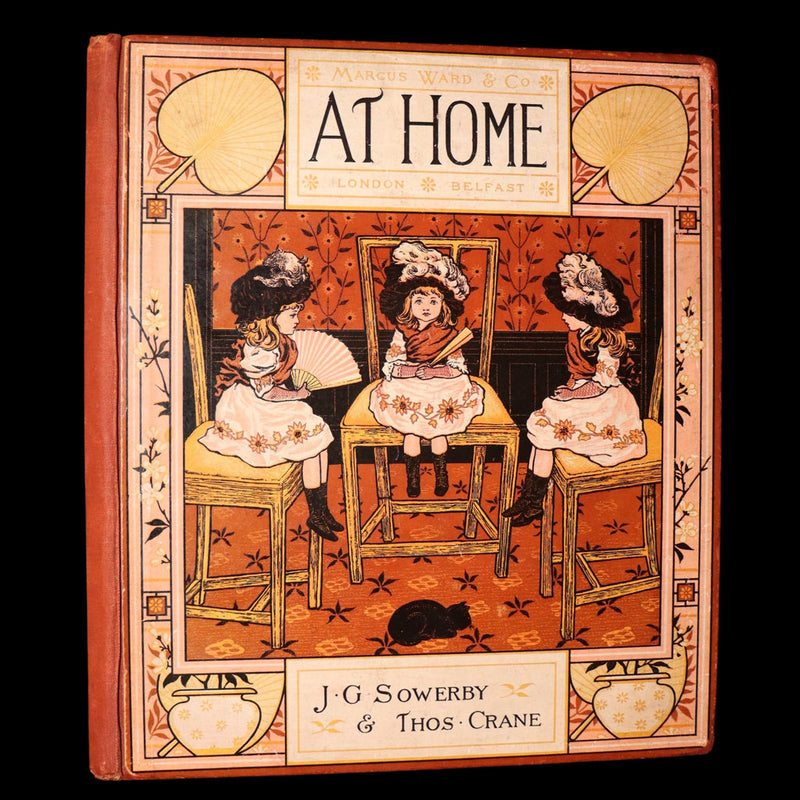 1881 Rare Book - At Home Illustrated by J. G. Sowerby, Decorated by Thomas Crane