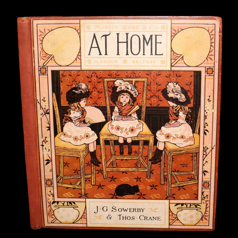 1881 Rare Book - At Home Illustrated by J. G. Sowerby, Decorated by Thomas Crane