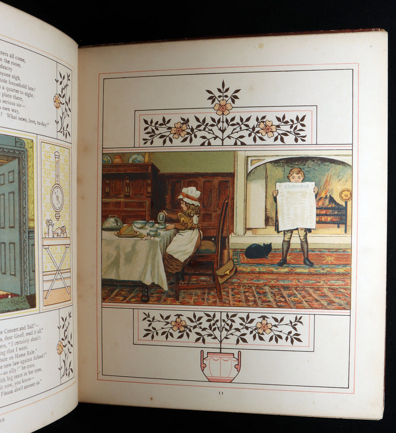 1881 Rare Book - At Home Illustrated by J. G. Sowerby, Decorated by Thomas Crane