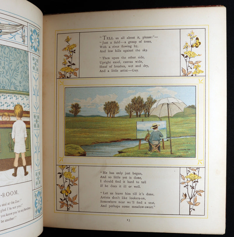 1881 Rare Book - At Home Illustrated by J. G. Sowerby, Decorated by Thomas Crane