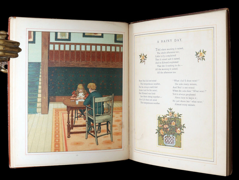 1881 Rare Book - At Home Illustrated by J. G. Sowerby, Decorated by Thomas Crane