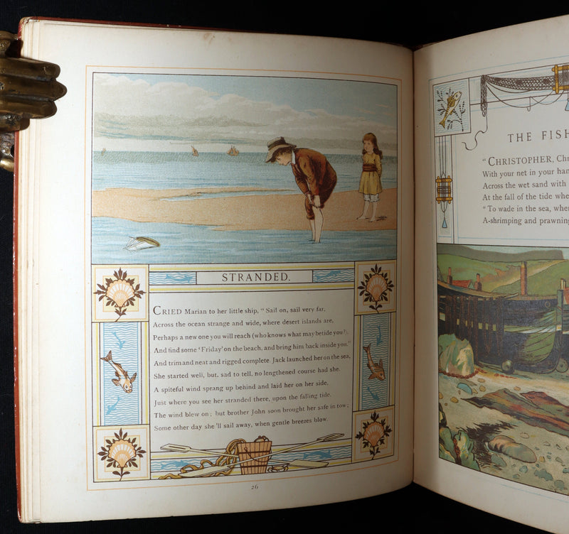 1881 Rare Book - At Home Illustrated by J. G. Sowerby, Decorated by Thomas Crane