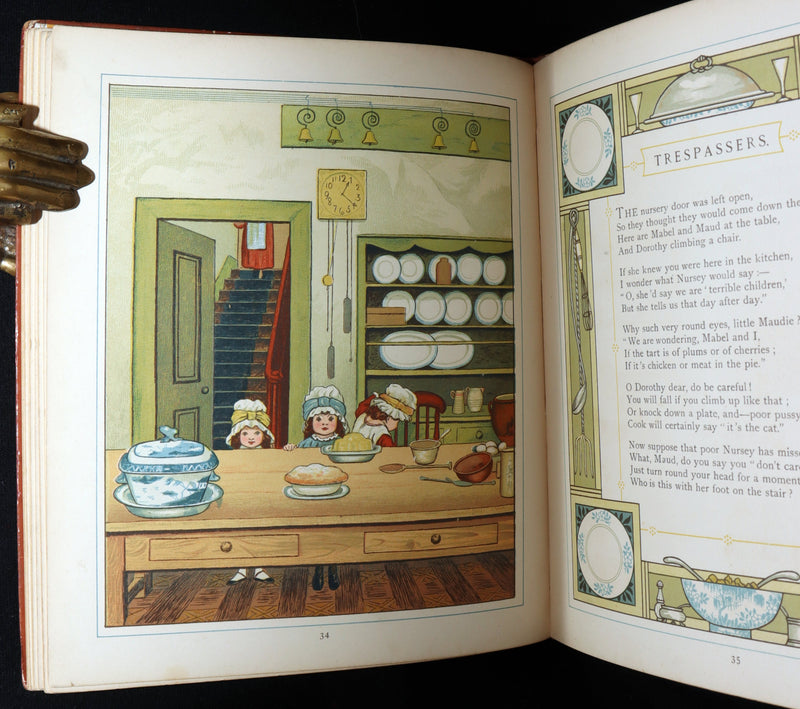 1881 Rare Book - At Home Illustrated by J. G. Sowerby, Decorated by Thomas Crane