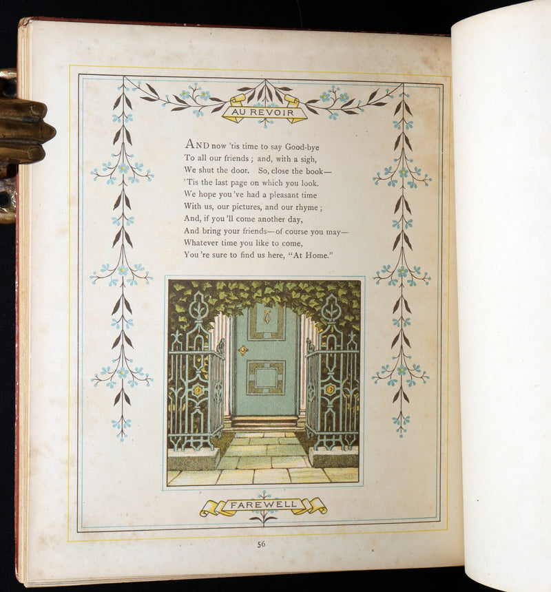 1881 Rare Book - At Home Illustrated by J. G. Sowerby, Decorated by Thomas Crane