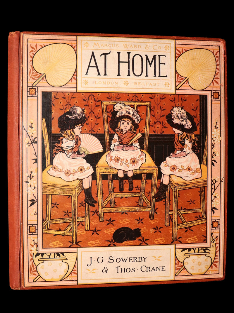 1881 Rare Book - At Home Illustrated by J. G. Sowerby, Decorated by Thomas Crane