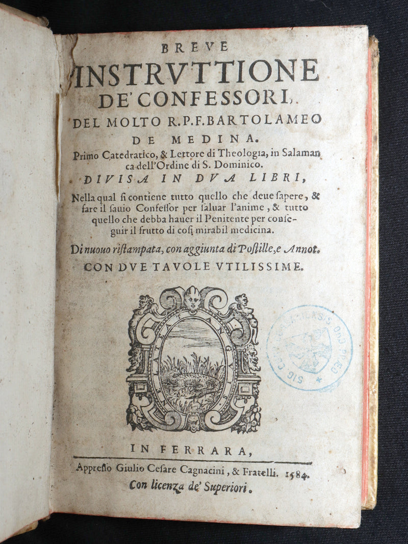 1584 Rare Vellum Book - Bartolomeo de Medina Breve Instruttione de' Confessori