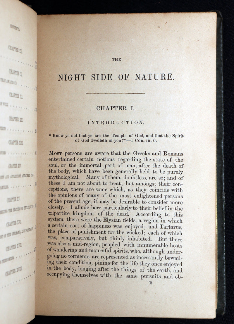 1852 Rare Victorian Book - The Night Side of Nature, Ghost Seers, Poltergeist