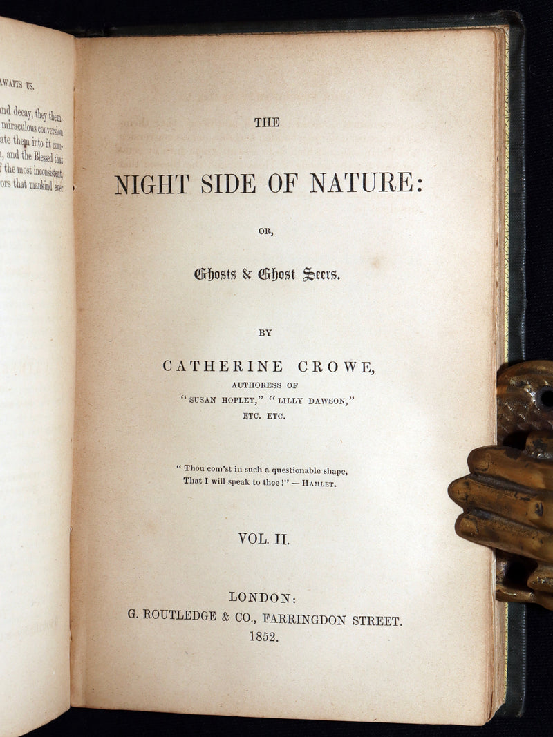 1852 Rare Victorian Book - The Night Side of Nature, Ghost Seers, Poltergeist