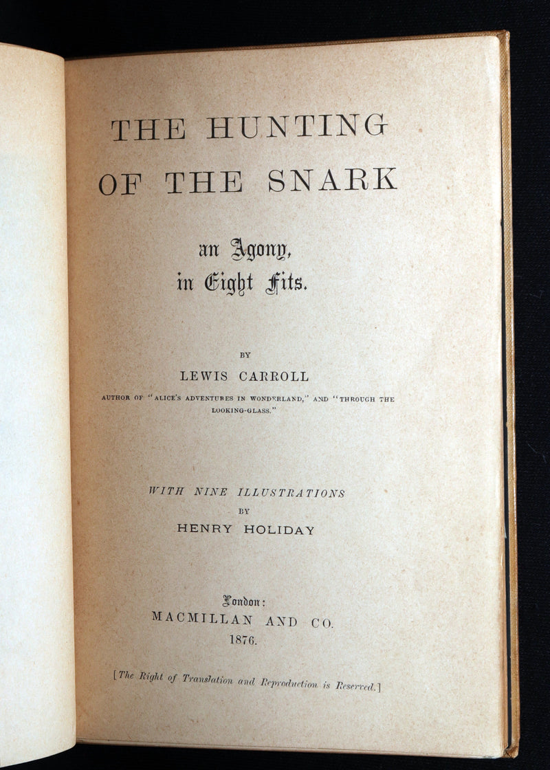 1876 Rare First Edition - The Hunting of the Snark by Lewis Carroll, Illustrated