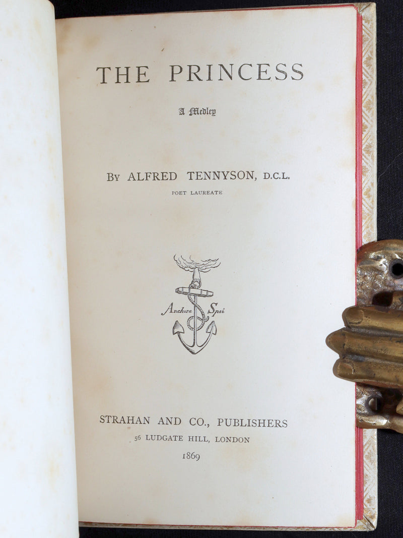 1869 Rare Vellum Book - The Princess: A Medley by Alfred Tennyson