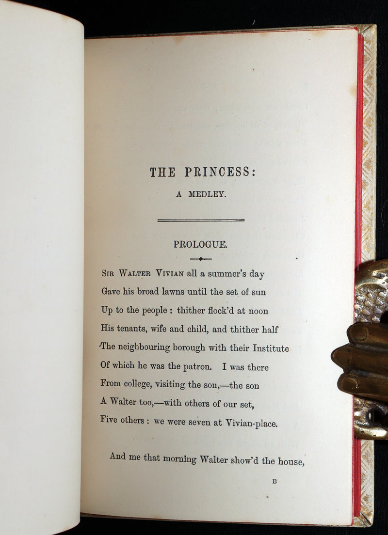 1869 Rare Vellum Book - The Princess: A Medley by Alfred Tennyson