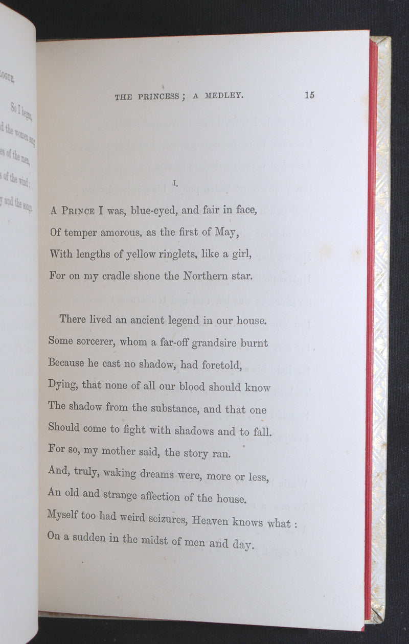 1869 Rare Vellum Book - The Princess: A Medley by Alfred Tennyson