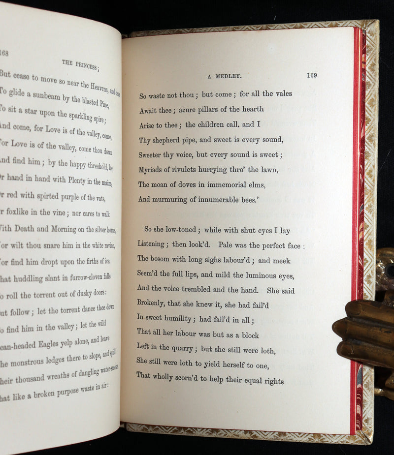 1869 Rare Vellum Book - The Princess: A Medley by Alfred Tennyson