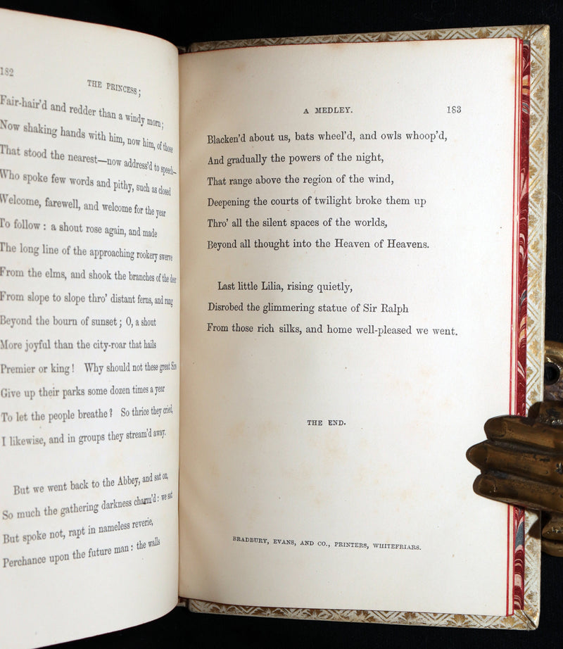 1869 Rare Vellum Book - The Princess: A Medley by Alfred Tennyson