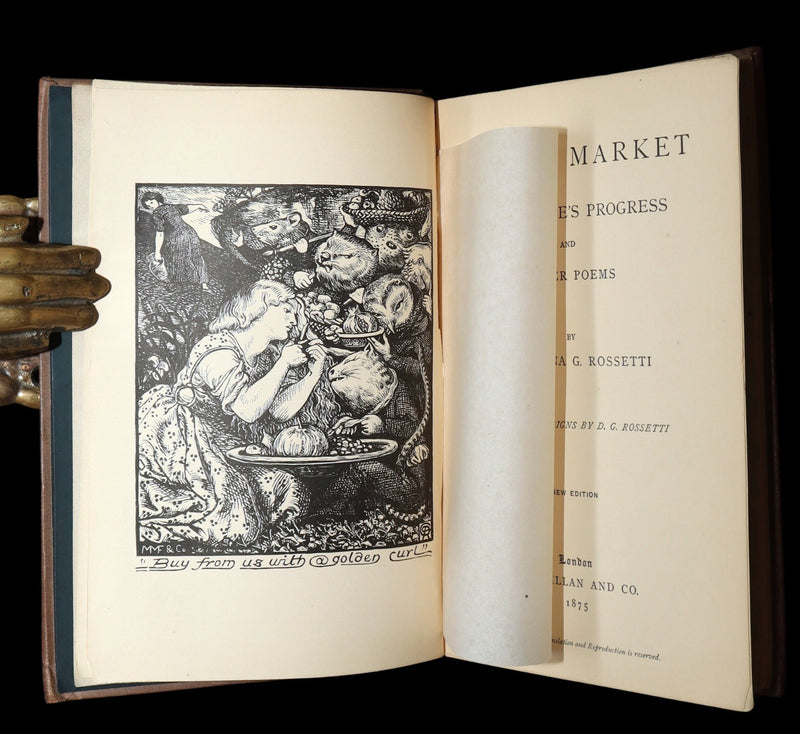 1875 Rare Book - Christina Rossetti's Poems, with Goblin Market, Illustrated