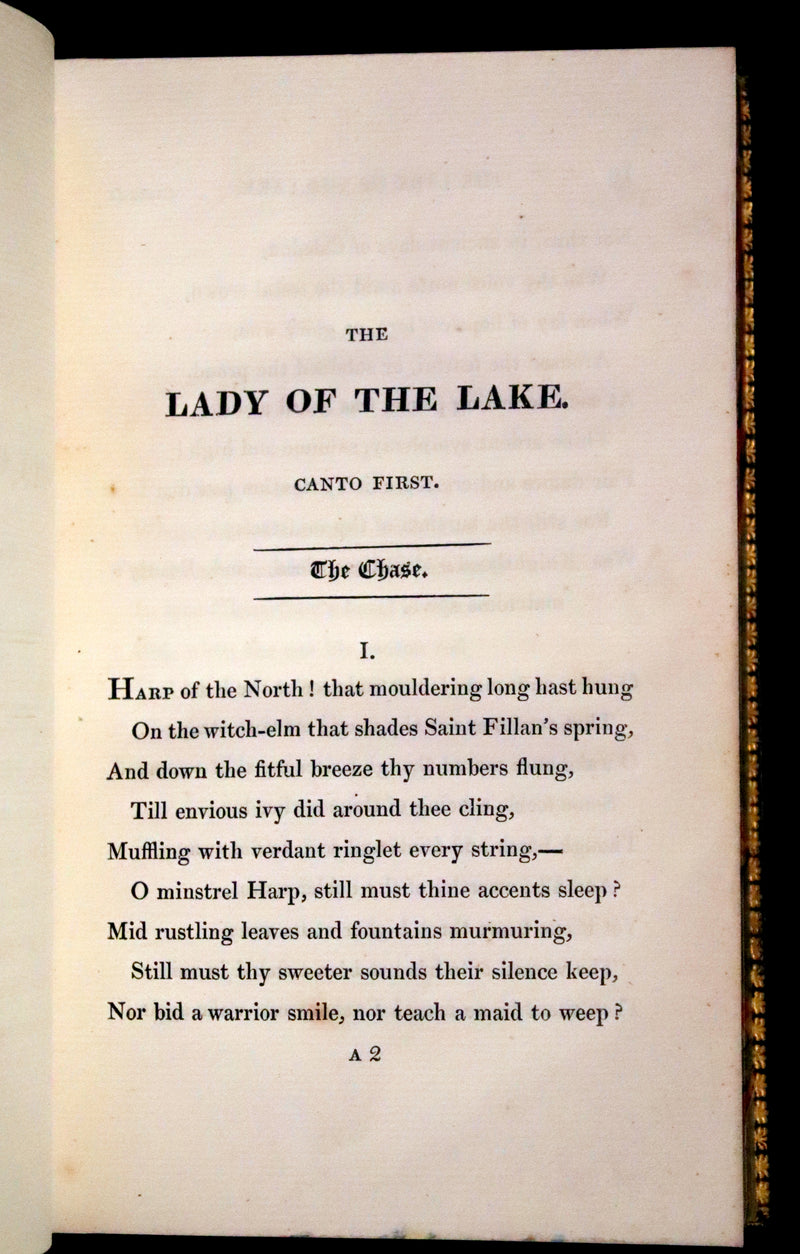 1825 Rare Book - The Lady of the Lake by Sir Walter Scott. Love and chivalry in the Highlands.