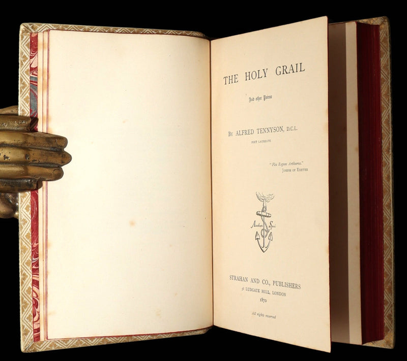 1870 Rare Vellum 1stED -Legend of King Arthur, The Holy Grail by Alfred Tennyson