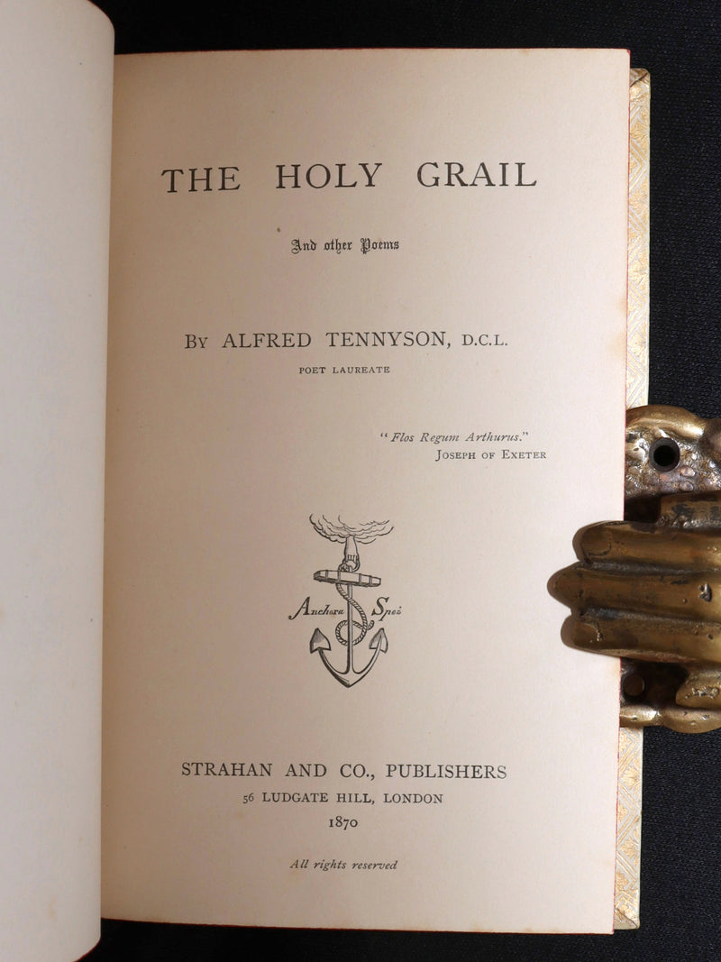 1870 Rare Vellum 1stED -Legend of King Arthur, The Holy Grail by Alfred Tennyson
