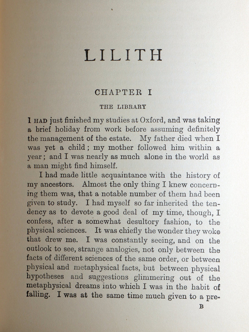 1898 Scarce Victorian Fantasy Book - Lilith: A Romance by George MacDonald