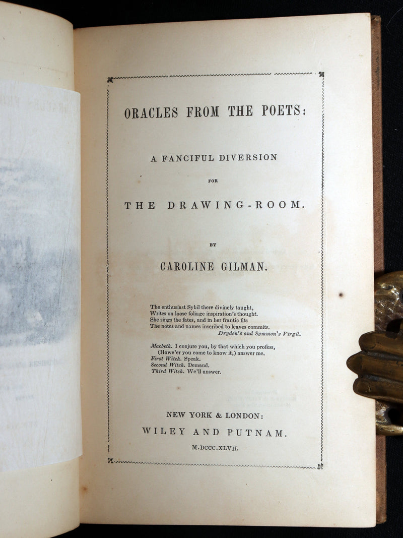 1847 Victorian Fortune Telling Book - Oracles from the Poets by Caroline Gilman