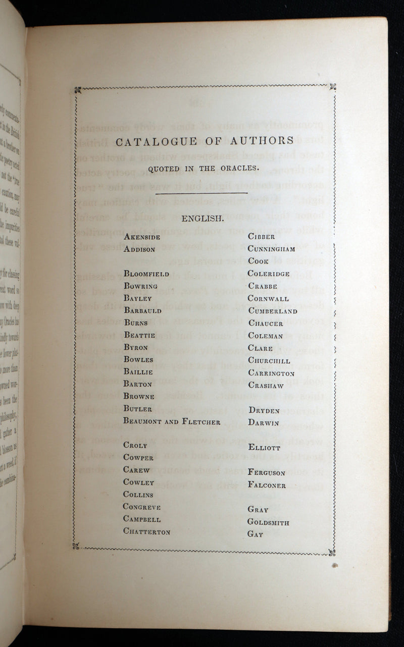 1847 Victorian Fortune Telling Book - Oracles from the Poets by Caroline Gilman