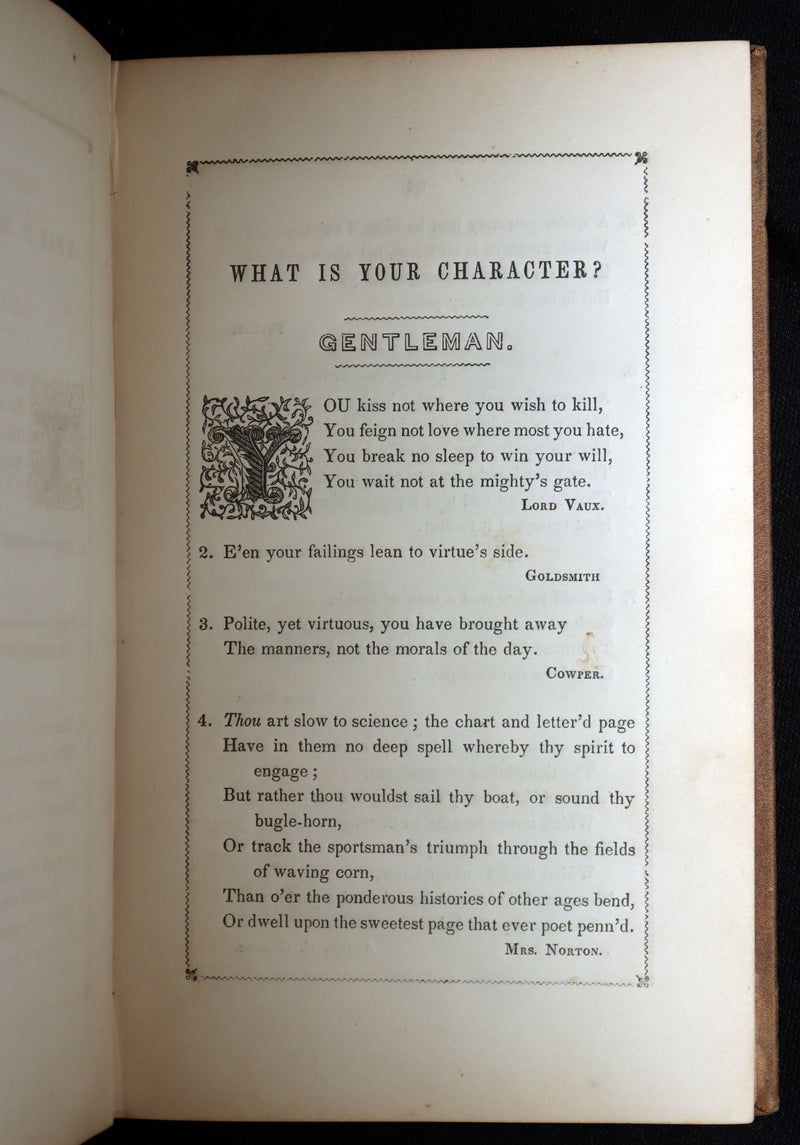 1847 Victorian Fortune Telling Book - Oracles from the Poets by Caroline Gilman