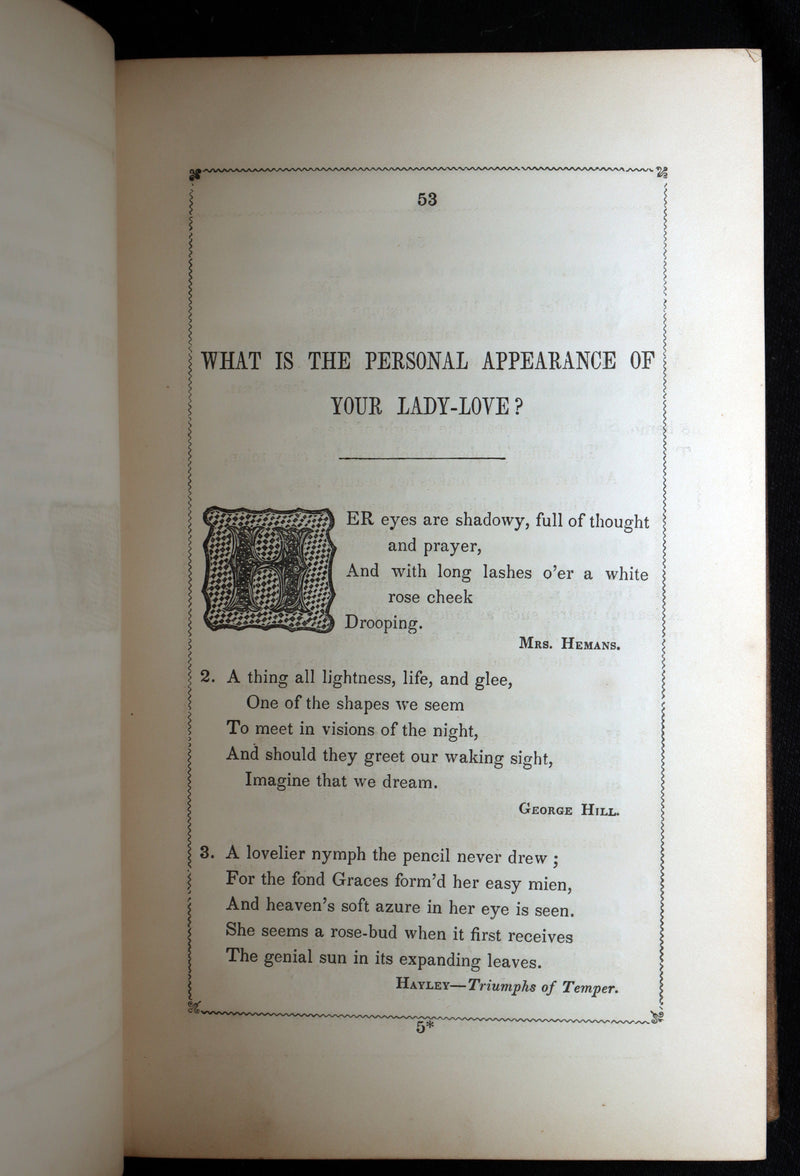 1847 Victorian Fortune Telling Book - Oracles from the Poets by Caroline Gilman