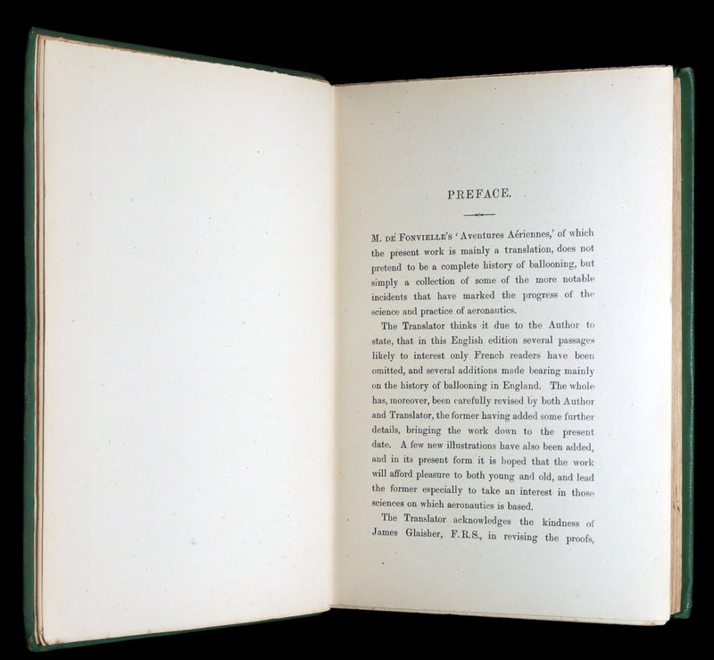 1877 First Edition - Adventures in the Air,  Great Aeronauts by de Fonvielle