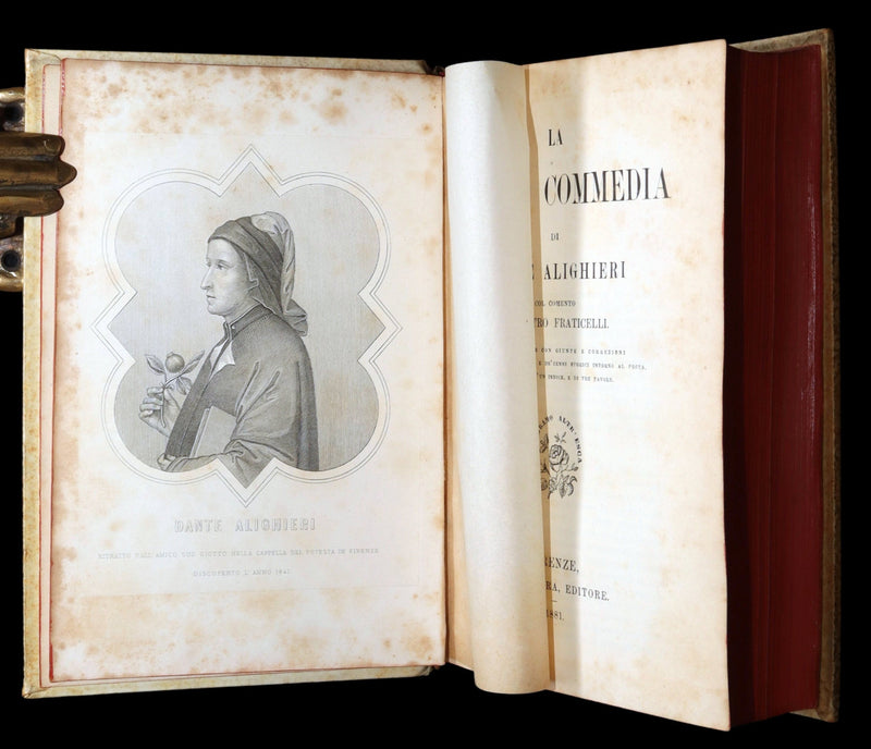 1881 Italian Vellum Book - La Divina Commedia di Dante Alighieri, Divine Comedy