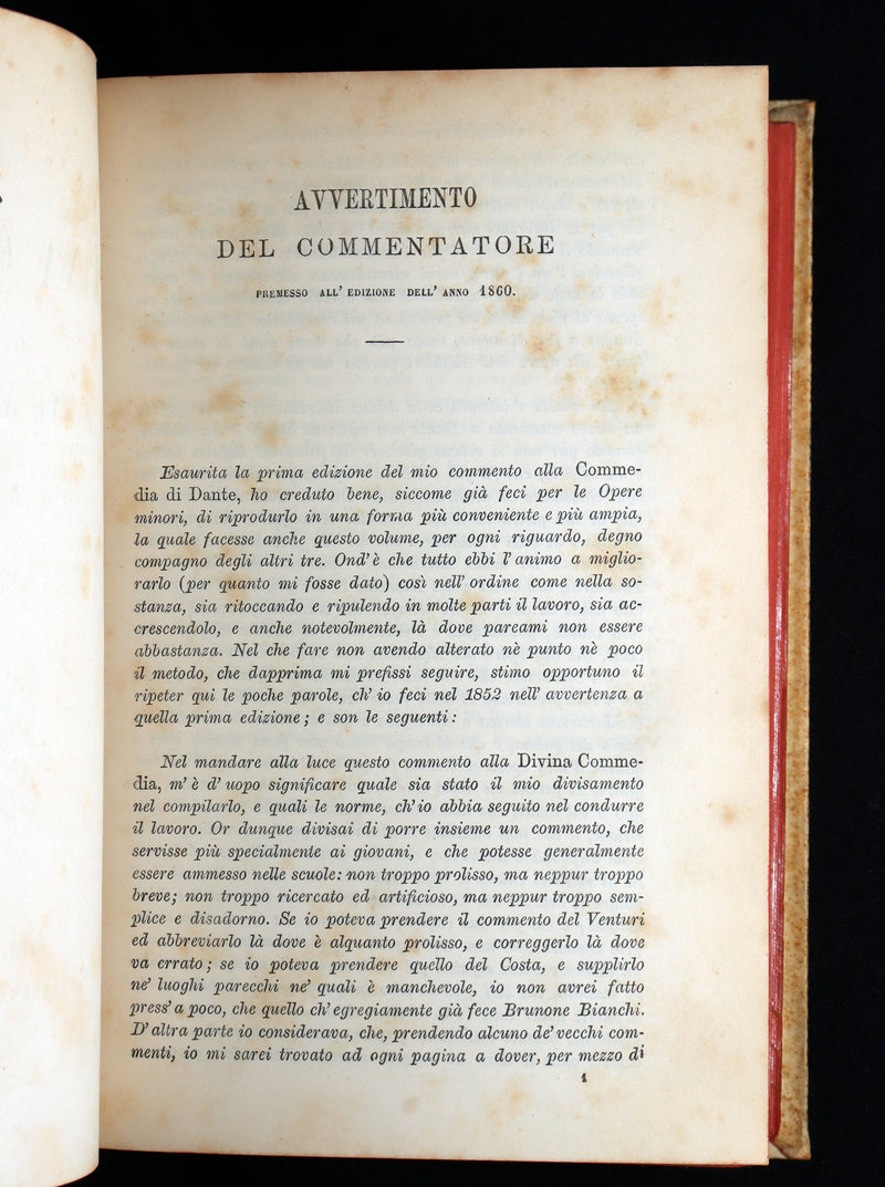 1881 Italian Vellum Book - La Divina Commedia di Dante Alighieri, Divine Comedy
