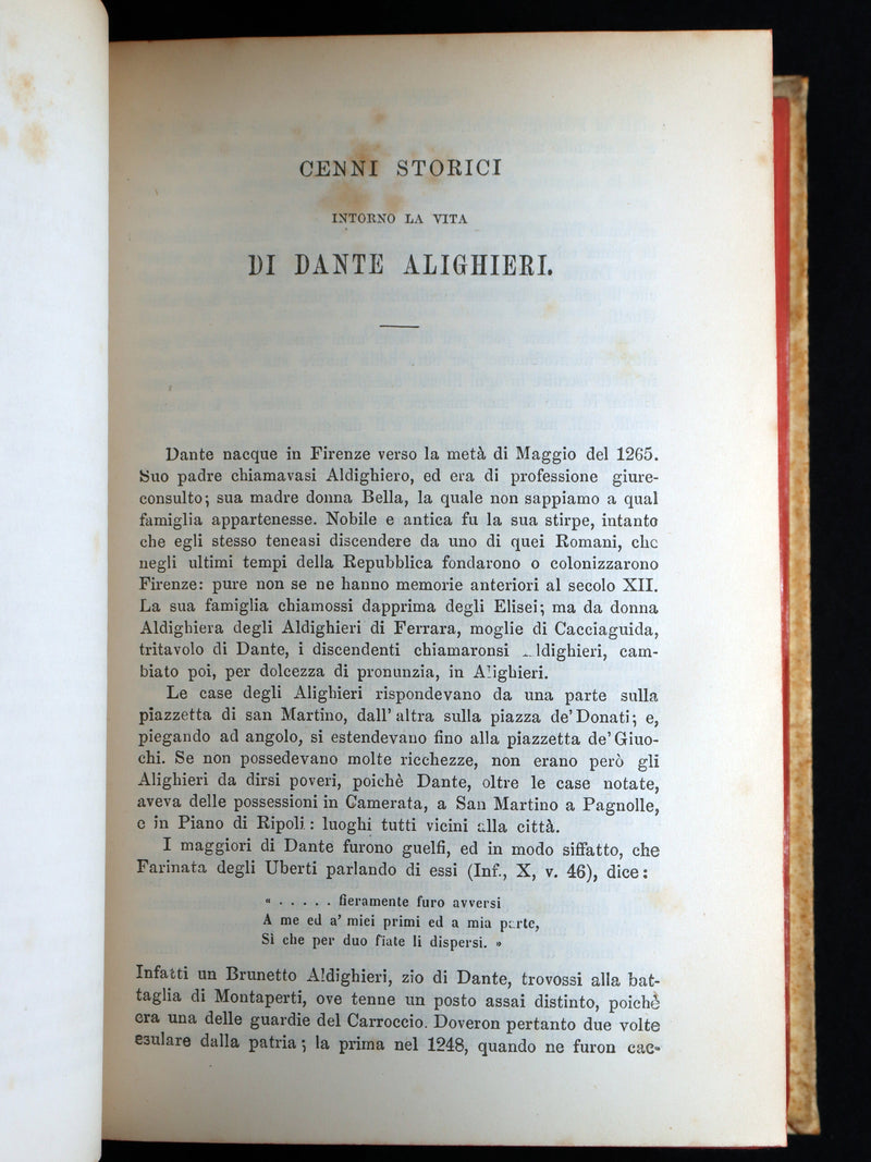 1881 Italian Vellum Book - La Divina Commedia di Dante Alighieri, Divine Comedy