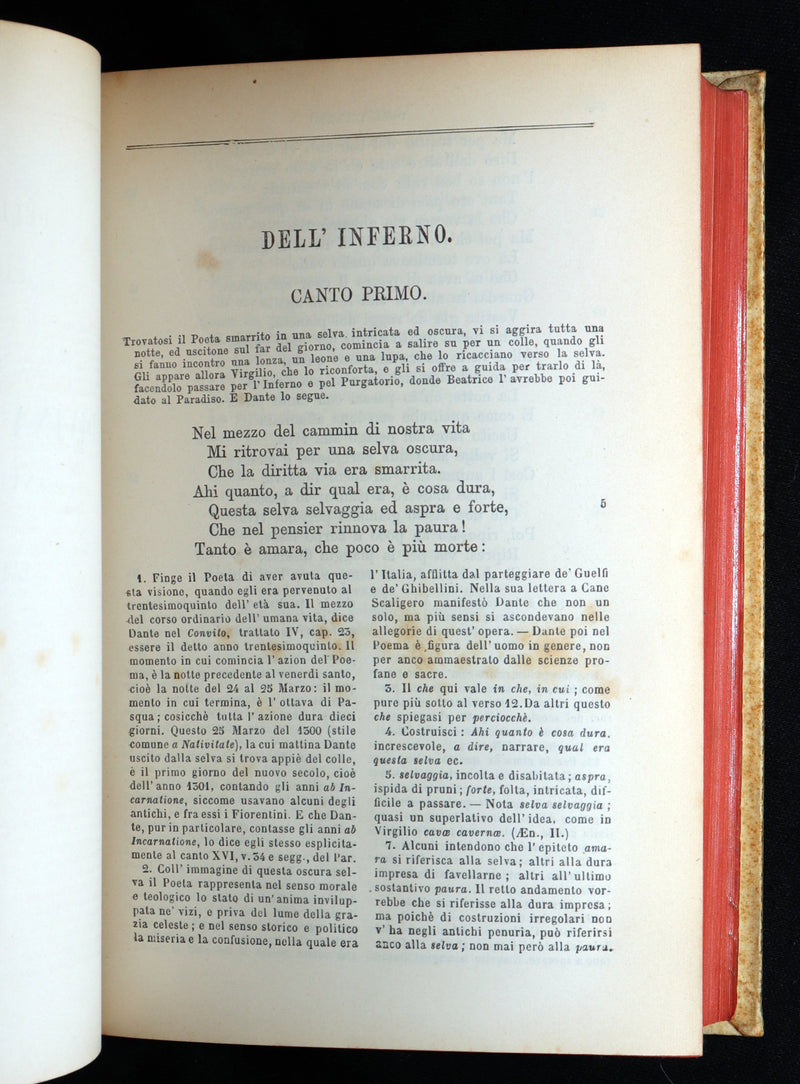 1881 Italian Vellum Book - La Divina Commedia di Dante Alighieri, Divine Comedy